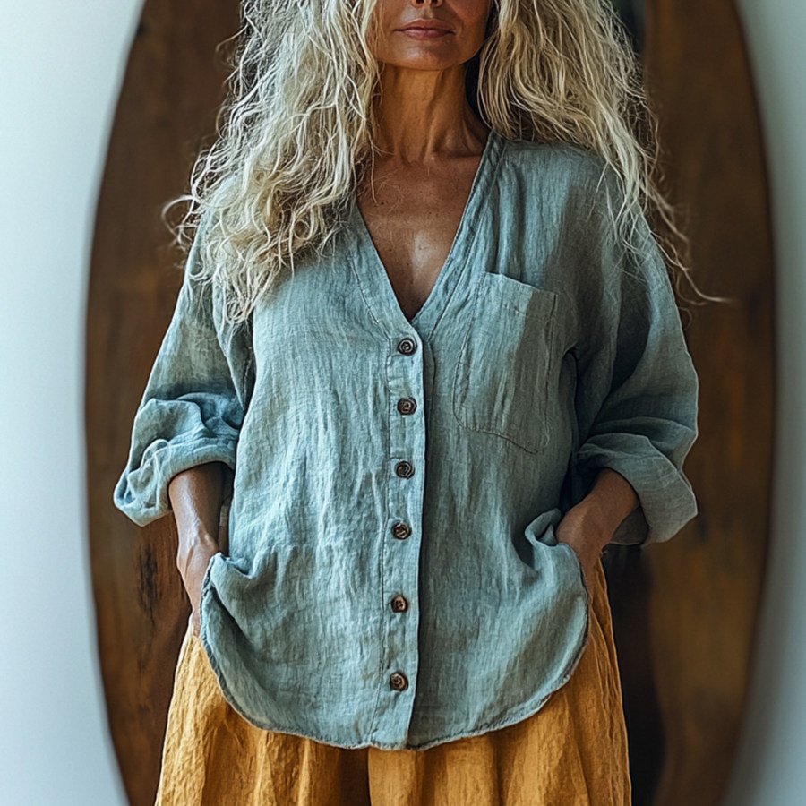 

Women's Linen Long-sleeved Shirt