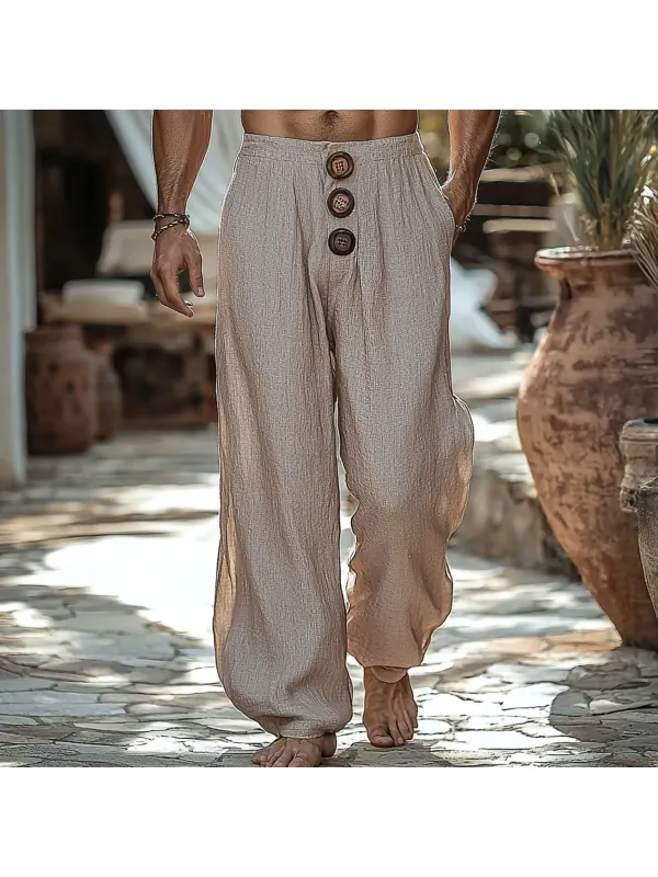 Men's Holiday Linen Casual Harem Pants - Anrider.com 