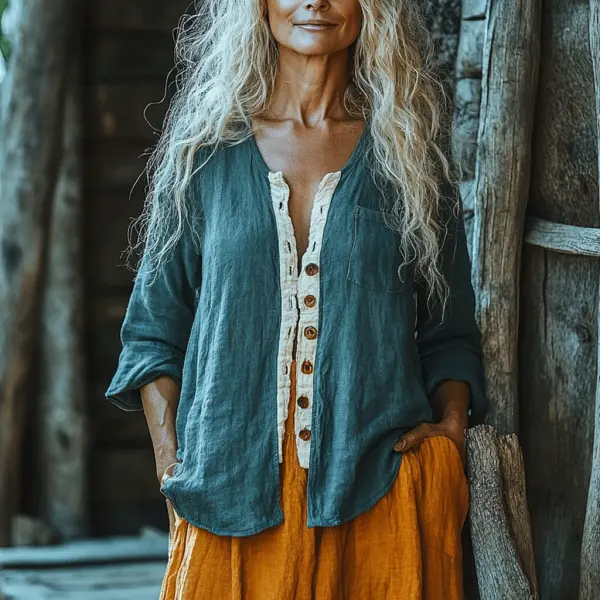 Women's Linen Bohemian Shirt - Yiyistories.com 