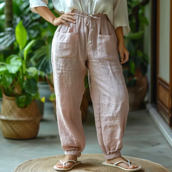 Linen Loose And Comfortable Granny Pants Simple Linen Bloomers - Yiyistories.com 