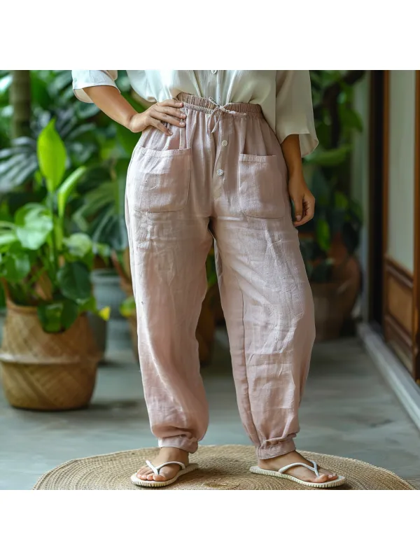 Linen Loose And Comfortable Granny Pants Simple Linen Bloomers - Realyiyi.com 