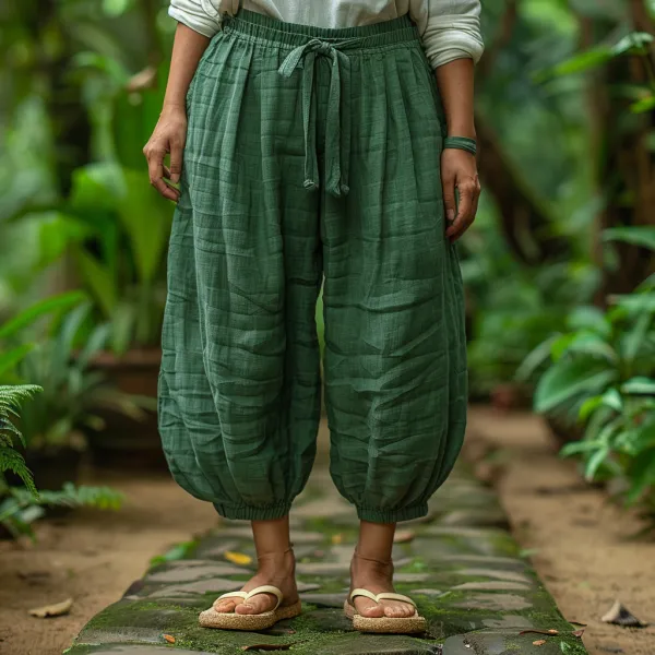 Linen Loose And Comfortable Granny Pants Simple Linen Bloomers - Localziv.com 