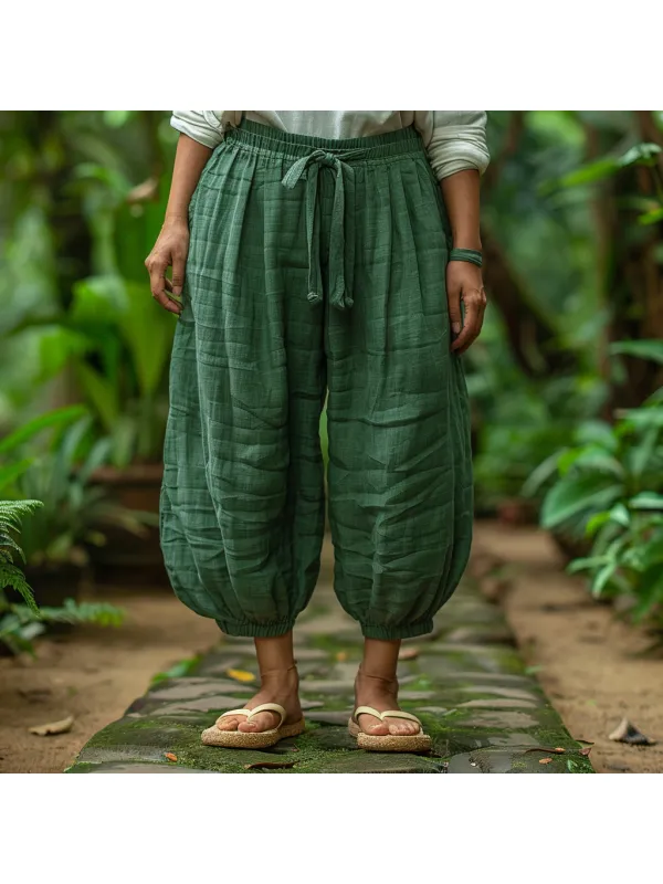 Linen Loose And Comfortable Granny Pants Simple Linen Bloomers - Realyiyi.com 