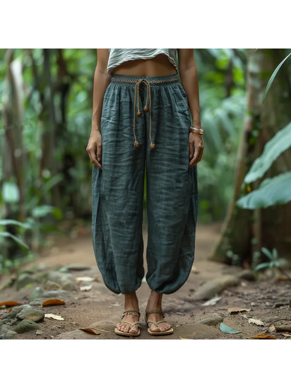 Linen Loose And Comfortable Granny Pants Simple Linen Bloomers - Cominbuy.com 