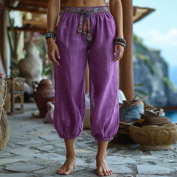 Simple And Comfortable Women's Casual 7-point Linen Pants - Trisunshine.com 