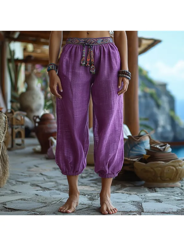 Simple And Comfortable Women's Casual 7-point Linen Pants - Viewbena.com 