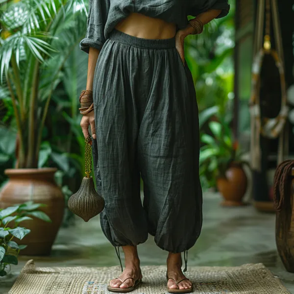 Linen Loose And Comfortable Granny Pants Simple Linen Bloomers - Yiyistories.com 