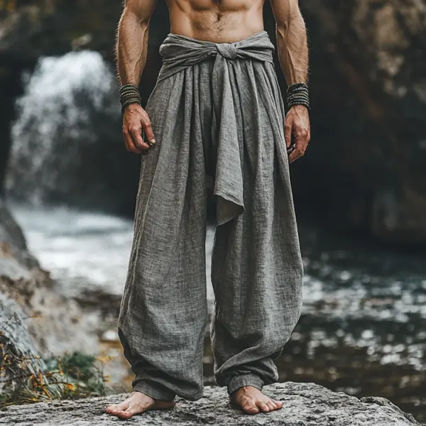 Men's Linen Yoga Pants Ninja Pants Patri Casual Pants - Localziv.com 