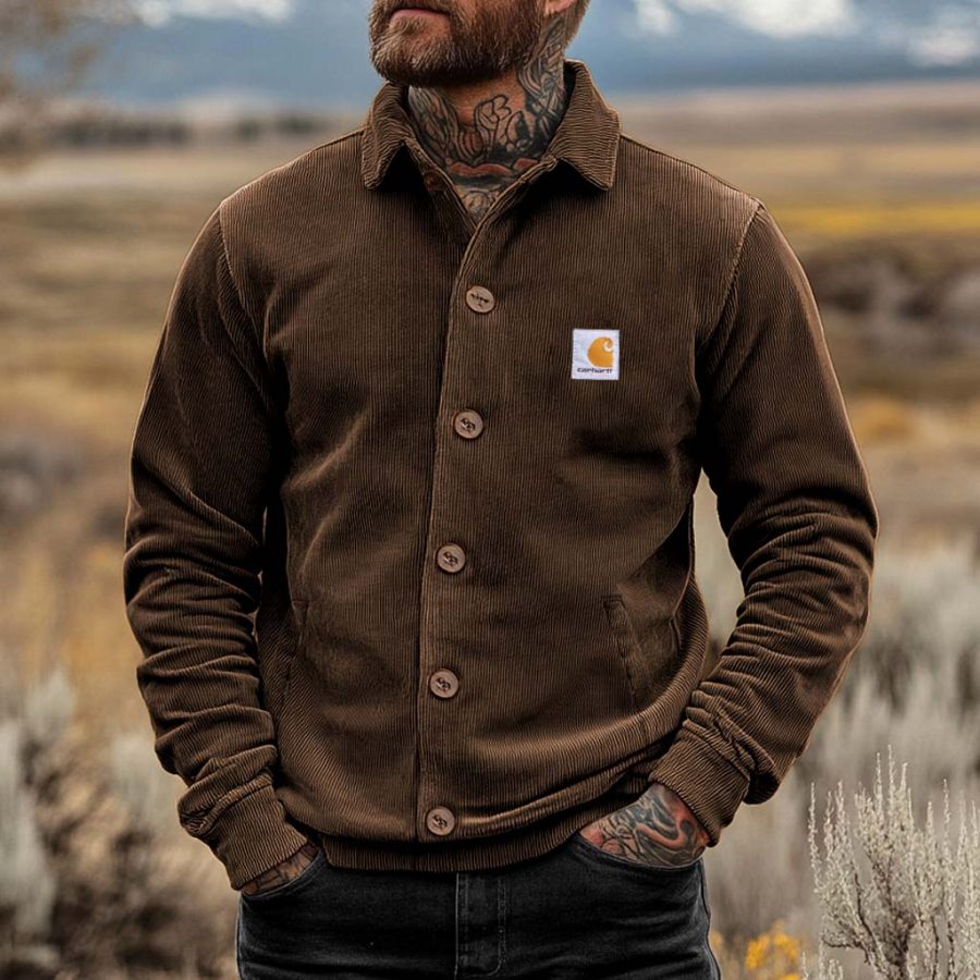 

Men's Vintage Corduroy Pocket Lapel Outdoor Jacket