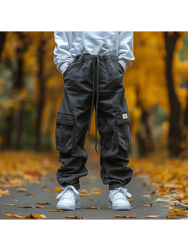 Men's Lace-up Baggy Trousers With Large Pockets - Timetomy.com 