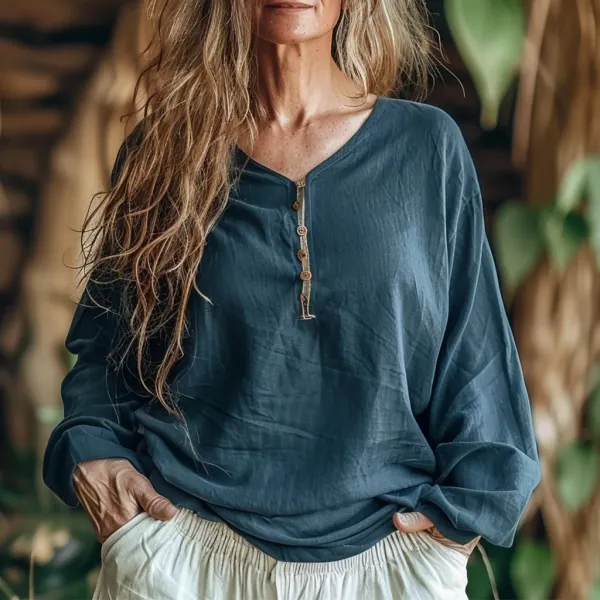 Women's Linen Simple Loose Shirt - Trisunshine.com 