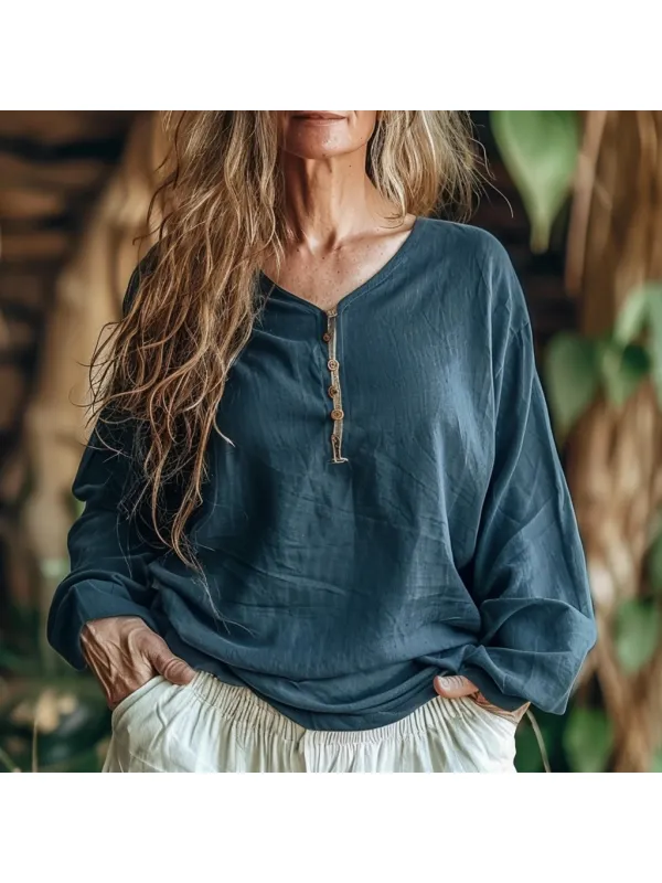 Women's Linen Simple Loose Shirt - Cominbuy.com 