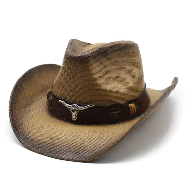 Cow Head Decorative Ethnic Western Hat - Wayrates.com 