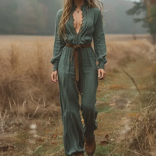 Women's Casual Jumpsuit Bohemian Long Sleeve Jumpsuit - Yiyistories.com 