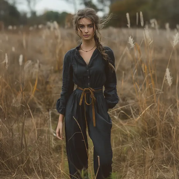 Women's Casual Jumpsuit Bohemian Long Sleeve Jumpsuit - Trisunshine.com 