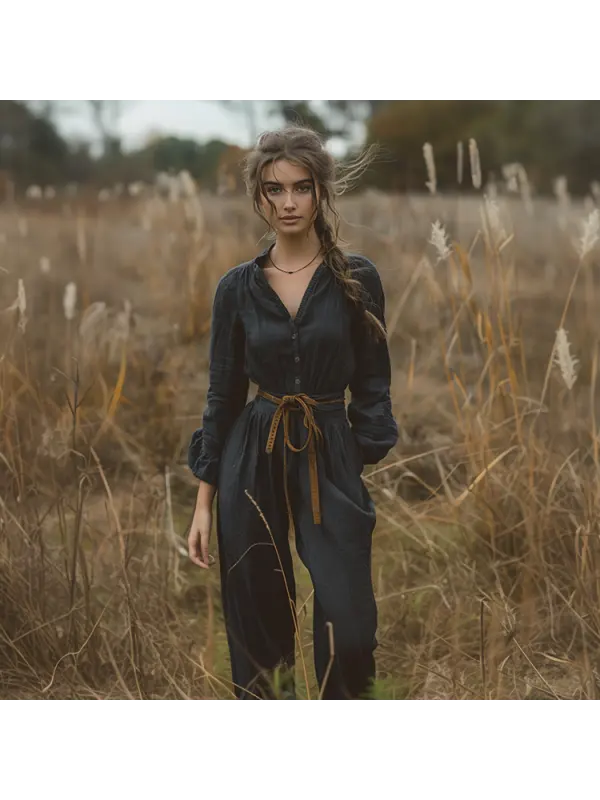 Women's Casual Jumpsuit Bohemian Long Sleeve Jumpsuit - Realyiyi.com 