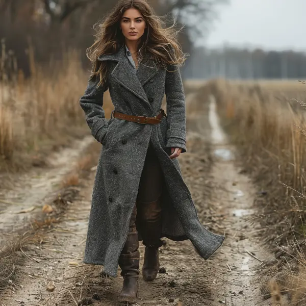 Retro Casual Long Woolen Coat - Salolist.com 