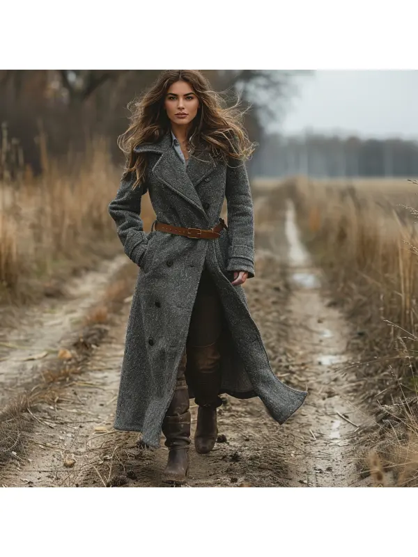 Retro Casual Long Woolen Coat - Ootdmw.com 