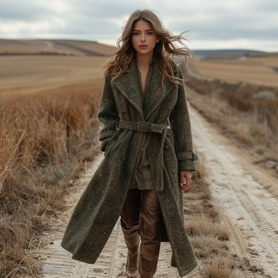 

Retro Casual Long Woolen Coat