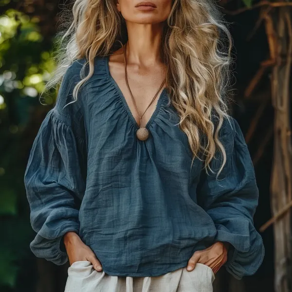 Women's Linen Simple Basic Loose Oversized Shirt - Yiyistories.com 