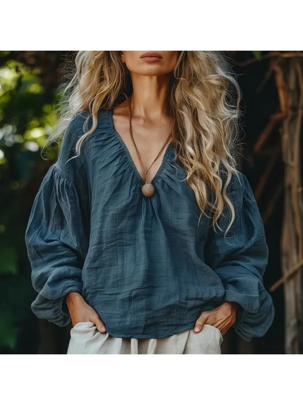Women's Linen Simple Basic Loose Oversized Shirt - Viewbena.com 