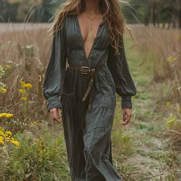 Women's Casual Jumpsuit Bohemian Long Sleeve Jumpsuit - Trisunshine.com 