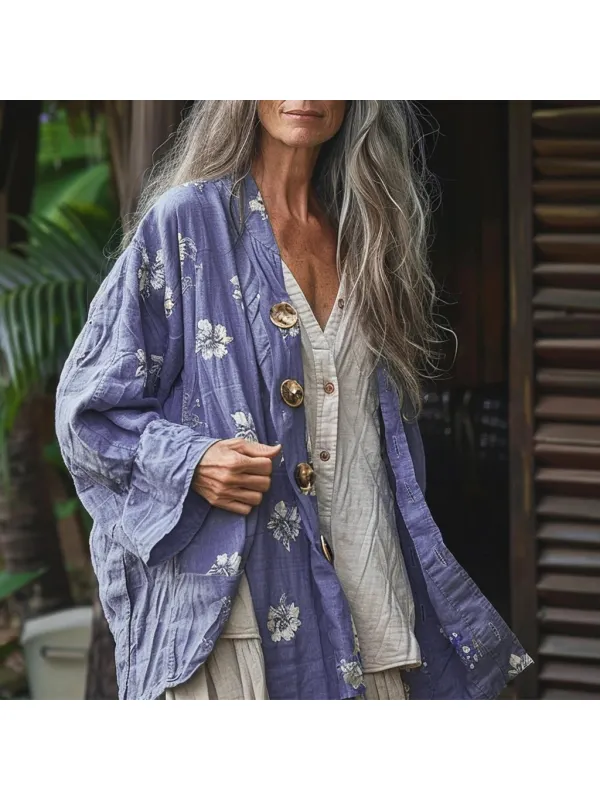 Women's Ethnic Sweet Flower Print Casual Jacket - Realyiyi.com 