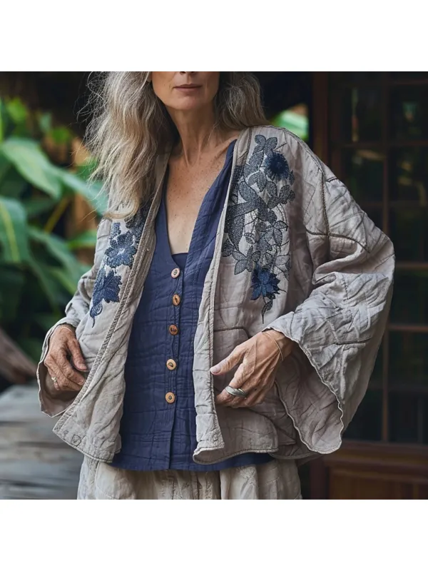 Women's Autumn & Winter Flower Loose Jacket - Realyiyi.com 