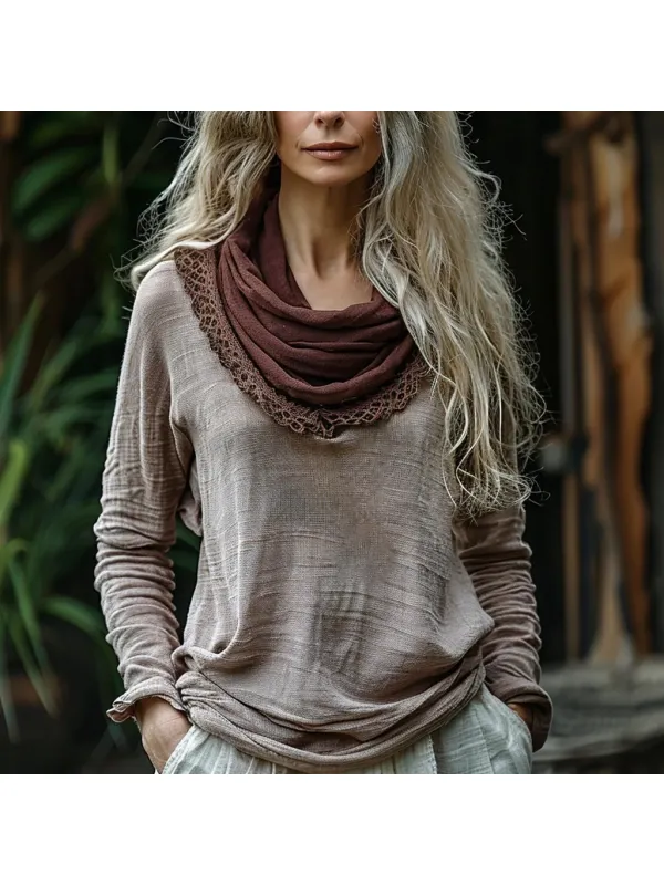 Women's Stitching Elegant Long Sleeve T-shirt - Cominbuy.com 