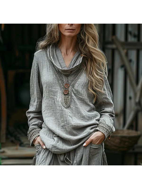 Women's Autumn & Winter Scarf Stitching Solid Color Temperament T-shirt - Anrider.com 