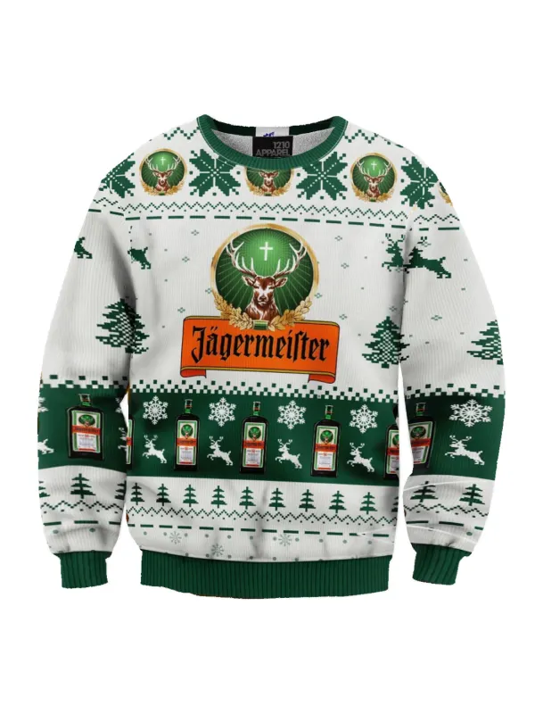Unisex Wine Print Fun Christmas Sweatshirt - Aptkoi.com 