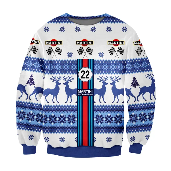 Unisex Racing Christmas Print Crew Neck Pullover Sweatshirt - Trisunshine.com 