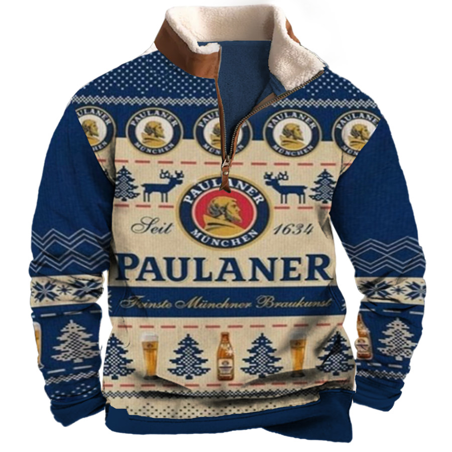 

Unisex Paulaner Munchen Fun 1/4 Zip Collar Casual 3D Printed Christmas Sweatshirt