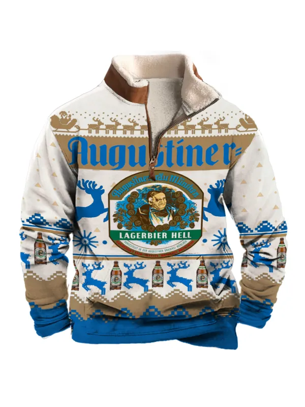 Unisex Our Beers 1/4 Zip Collar 3D Printed Christmas Sweatshirt - Aptkoi.com 