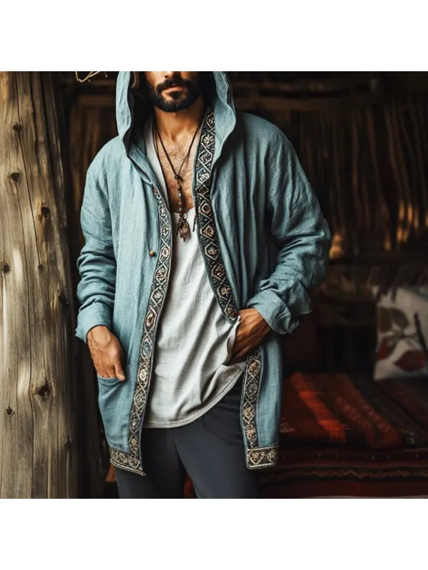 Men's Linen Vintage Tribal Jacket - Localziv.com 