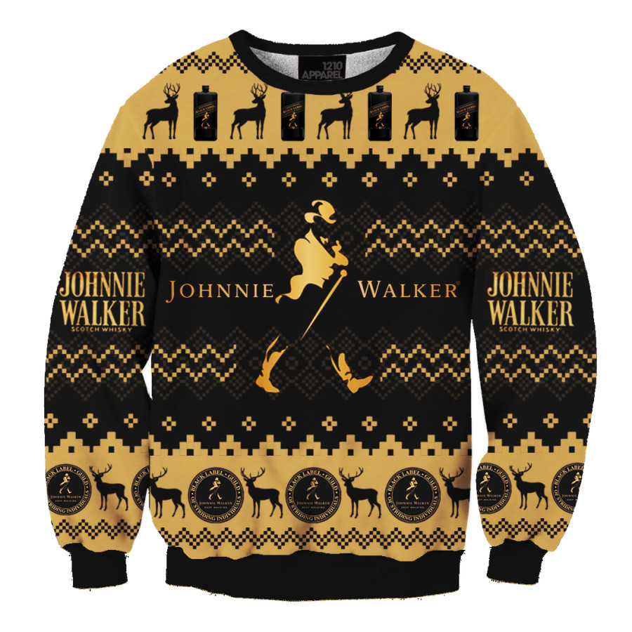 

Unisex Christmas Whiskey Print Casual Ugly Sweater