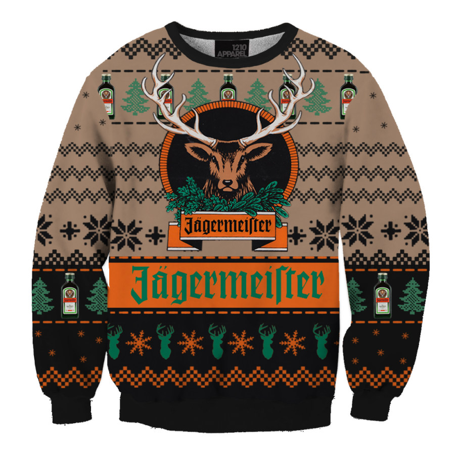 

Unisex Christmas German Alcohol Print Ugly Sweater