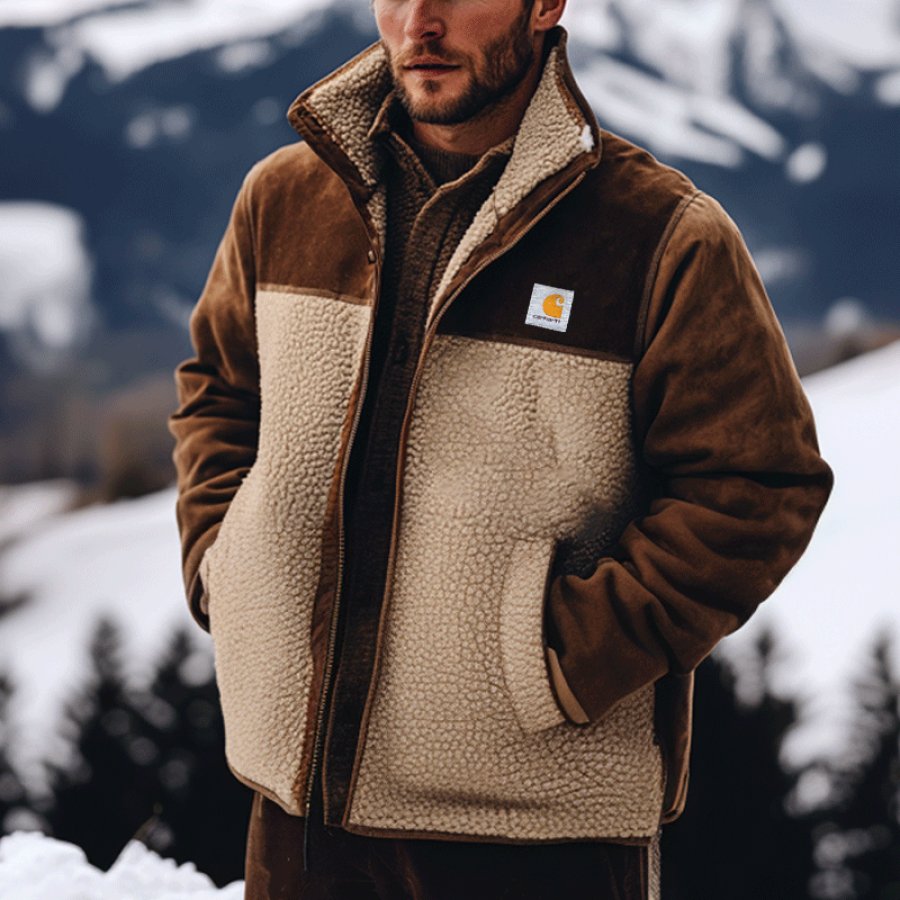 

Men's Carhartt Winter Outdoor Lamb Fleece Spliced Pocket Suede Jacket