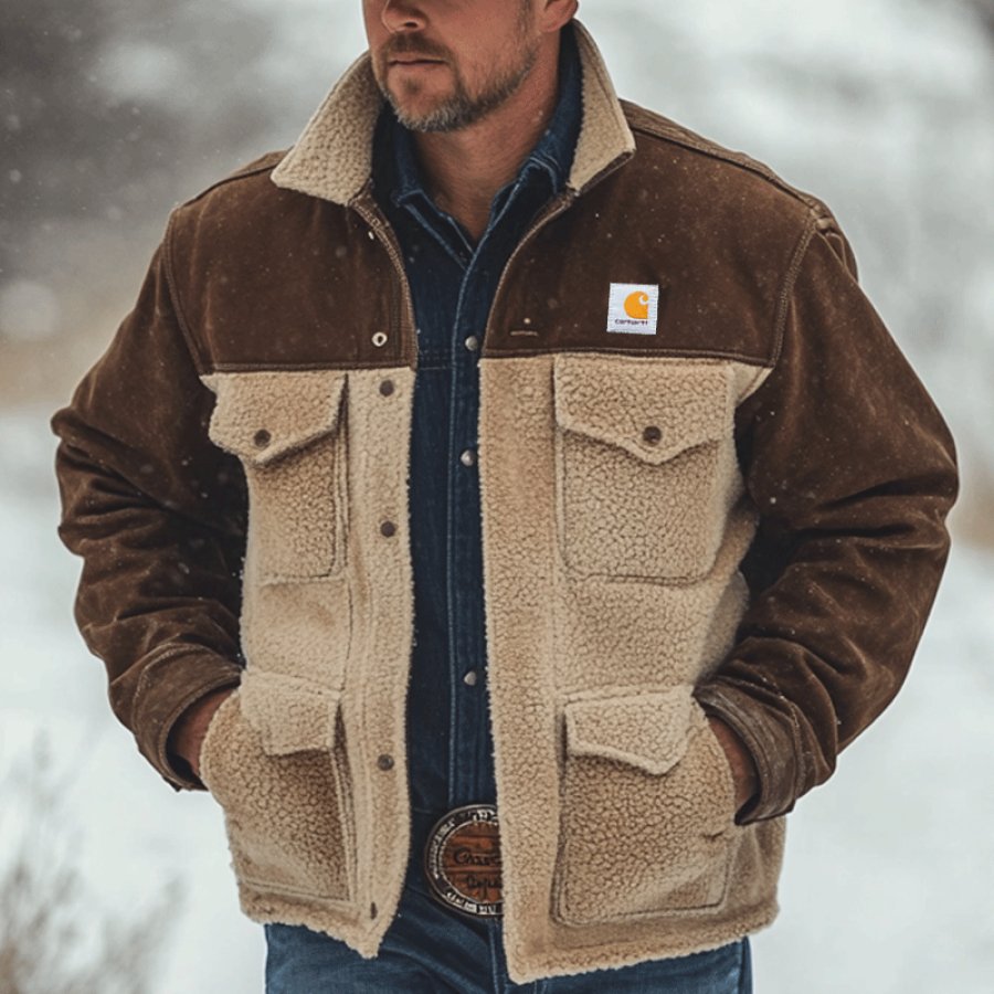 

Men's Carhartt Winter Outdoor Lamb Fleece Spliced Pocket Suede Jacket