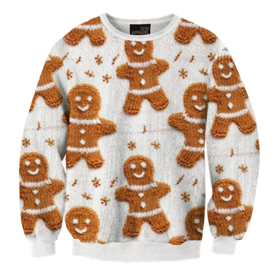 

Unisex Christmas Gingerbread Man Printed Ugly Christmas Sweater