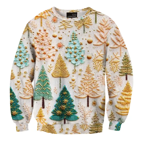 Unisex Christmas Tree Print Ugly Christmas Sweater - Trisunshine.com 