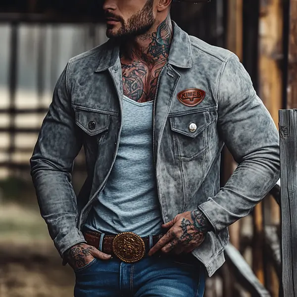 Retro Men's Outdoor Western Style Suede Jacket Jacket Zipper Lapel Cropped Jacket - Spiretime.com 