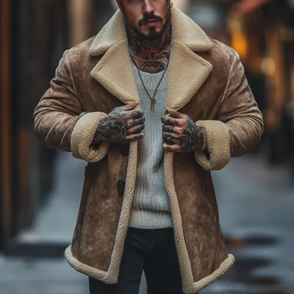 Street Fashion Casual Men's Jacket Mid-length Suede Jacket Jacket - Ootdyouth.com 