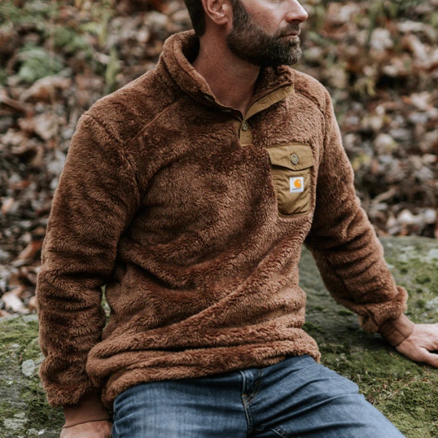 

Men's Outdoor Vintage 1/4 Zipper Lamb Fleece Sweatshirt