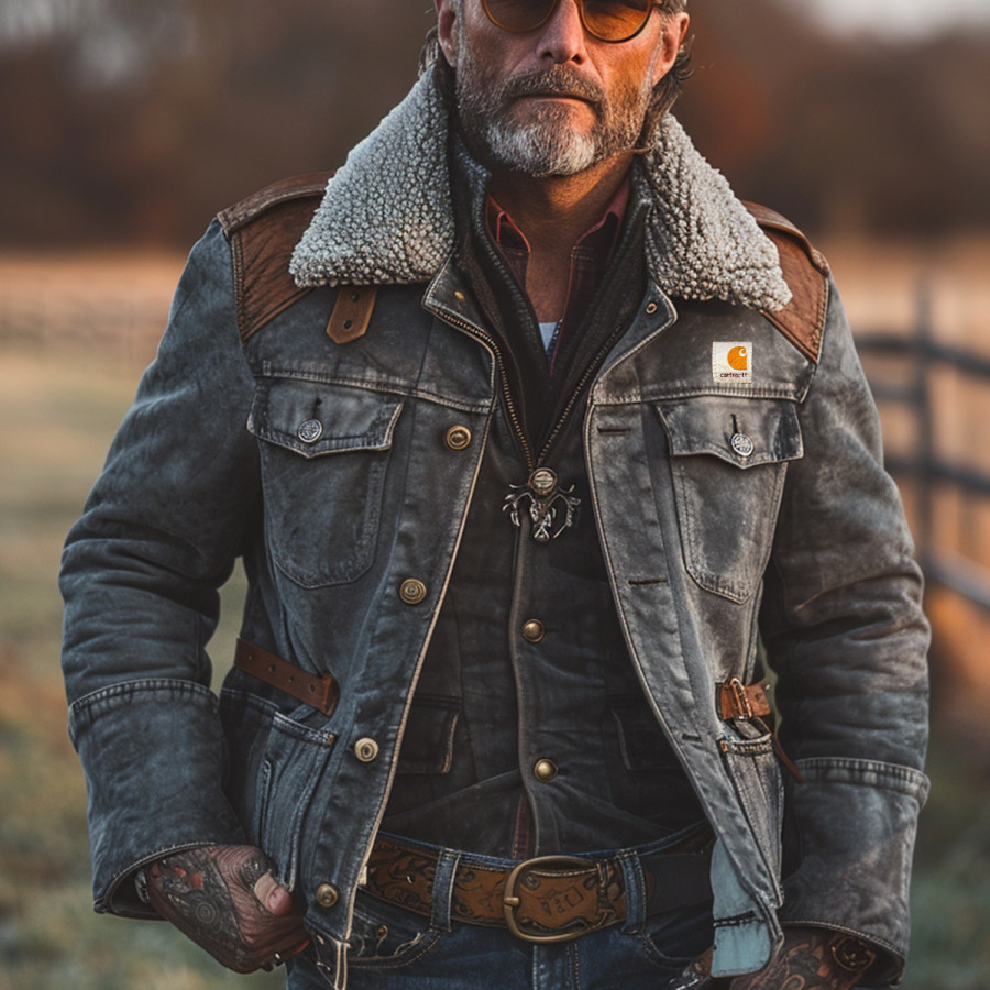 

Men's Contrast Color Vintage Loose Jacket