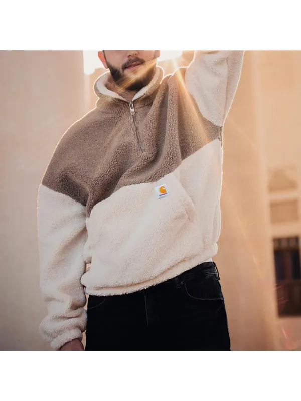Men's Contrast Color Polar Fleece Zipper Stand Collars Wetshirt - Shopyiyistories.com 