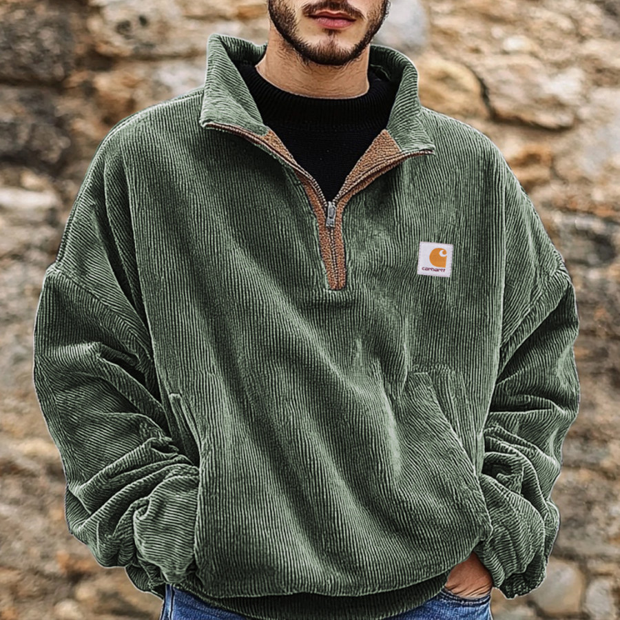 

Unisex Vintage Corduroy Oversized Polo Sweatshirt