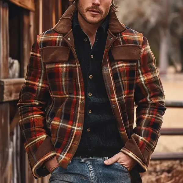 Men's Plaid Vintage Jacket - Mushope.com 