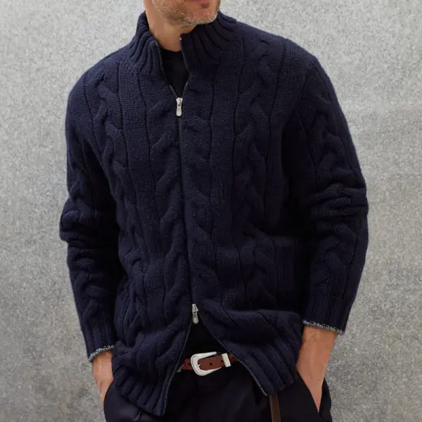 Men's Solid Color Zipper Knitted Jacket - Mobivivi.com 