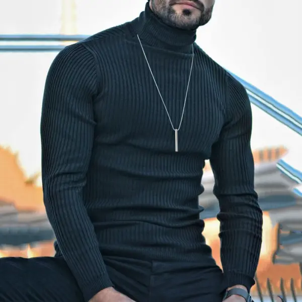 Solid Color Turtleneck Versatile Sweater - Mobivivi.com 